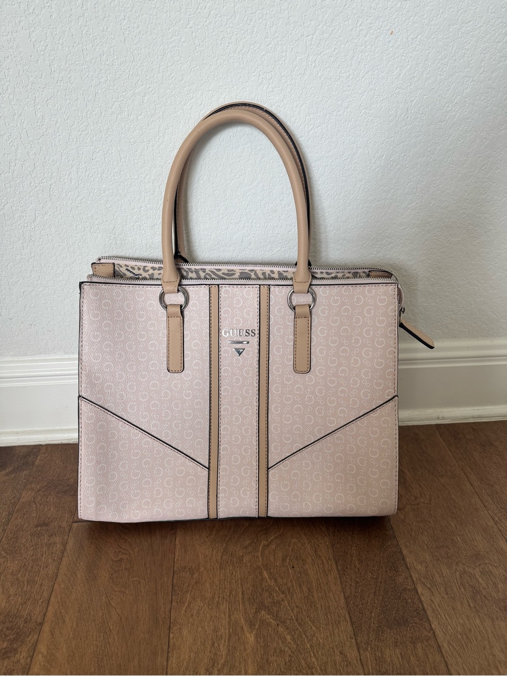 GUESS Light Blush Pink Monogram Tote Bag